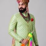 Maharaja Style Lime Green Brocade Silk Sherwani | Regal Ethnic Wear | Jaipurio